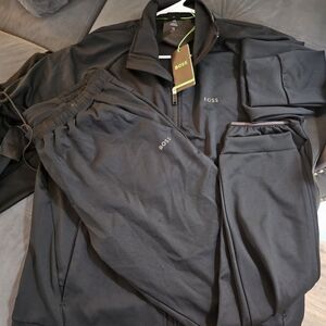 BOSS Men's Black Track Jacket & Jogger Set